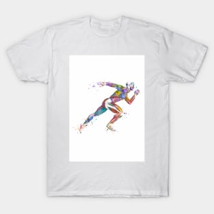 Runner Muscles Colorful Sprinter Watercolor T-Shirt